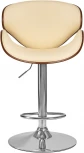 Стул барный DOBRIN KARTER (коричневое дерево, кремовый) 4905-LMZ KARTER, цвет сиденья кремовый, каркаса коричневое основания хром