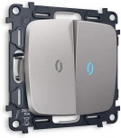 Комплект механизма Ambrella Volt 2-клавишного выключателя с подсветкой 10000K OMEGA MO504020 Сталь матовый QUANT