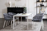 Обеденная группа на 4 персоны со стульями Марсель, каркас белый, роуп светло-серый 4SIS Малага MAL-CM4T1-5-SET H-gray