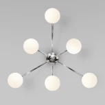 Потолочная люстра Wi-Fi на штанге Eurosvet 30177/6 хром (220V, управление смартфоном, голосовое управление, умный дом - Minimir Home, Алиса, Маруся, Салют, шарики)