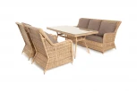 Обеденная группа из искусственного ротанга, цвет соломенный 4SIS Гляссе GS3C2СT-4-SET