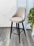 Барный стул NEPAL-BAR БЕЖЕВЫЙ #5, велюр/ черный каркас (H=78cm) M-City 461MC05088