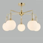Потолочная люстра на штанге Lumion Vivien 6580/5C французское золото, серый/белый металл, керамика/стекло E14 5*40W 220V