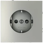 Розетка с заземлением и шторками (сталь) Voltum S70 VLS040205