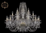 Подвесная большая люстра Art Classic 11.11 11.11.12+6+3.300.Gd.Sp (220V, хрусталь, на цепи, подсвечник, свеча)