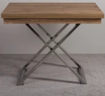 Стол трансформер Левмар Cross D38/S79 (дуб вотан/нержавеющая сталь) от фабрики Levmar