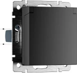 Розетка с заземлением с защит. крышкой и шторками (черный матовый) Werkel W1171208 (a069582)