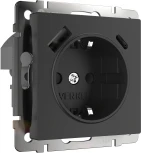 Розетка с заземлением, шторками и USB тип A+C (черный) Werkel W1171708 (a056275)