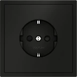 Розетка с заземлением и шторками (черный матовый) Voltum S70 VLS040208