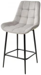 Полубарный стул ХОФМАН, цвет H-09 Светло-серый, велюр / черный каркас H=63cm