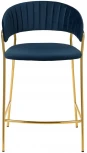 Стул полубарный Turin синий с золотыми ножками Bradex Home FR 0909