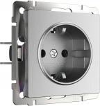 Розетка с заземлением (серебряный матовый) Werkel W1171065 (a063612)