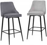 Барный стул ПАРКЕР H-09 Светло-серый, велюр / черный каркас, поворот.360 град., M-City 688M05126