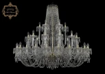 Подвесная большая люстра Art Classic 11.23 11.23.24+12+6.530.Gd.Dr (220V, хрусталь, на цепи, подсвечник, свеча)