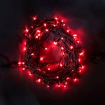 Гирлянда Нить 10м Красная 24В, 75 LED, Провод Черный Каучук, IP65