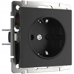 Розетка с заземлением (черный матовый) Werkel W1171008 (a051600)