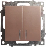 Выключатель двухклавишный с подсветкой (шампань) Stekker Катрин 39593