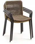 Стул уличный La Forma (ex Julia Grup) Ellen (Коричневый,Бежевый,Черный/ Сталь,Веревка)