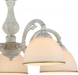 Подвесная люстра Escada Ballad 2134/5S White 5x40Вт E27, металл/стекло, белый с патиной, белый матовый плафон (220V, на цепи)