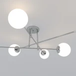 Потолочная люстра Wi-Fi на штанге Eurosvet Netz 30181/6 хром (220V, управление смартфоном, голосовое управление, умный дом - Minimir Home, Алиса, Маруся, Салют, шарики)