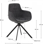 Поворотное рабочее кресло Tissiana из темно-серой синели и черного матового алюминия La Forma (ex Julia Grup) арт.175092