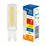 Лампа светодиодная, прозрачная, теплый белый свет 3000K Volpe Optima LED-JCD-7W/3000K/G9/CL/SLS