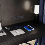 Розетка с заземлением и шторками (графит) Voltum S70 VLS040207