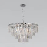 Подвесная люстра Wi-Fi каскадная Elegante 10130/10 хром Eurosvet (220V, хрусталь, управление смартфоном, голосовое управление, умный дом - Minimir Home, Алиса, Маруся, Салют, на цепи)