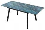 Стол АРУБА 140 АКВАМАРИН, стекло/ ЧЕРНЫЙ каркас