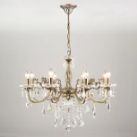 Подвесная люстра Eurosvet 3281 3281/8 античная бронза / прозрачный хрусталь (220V, хрусталь Strotskis, на цепи, подсвечник, свеча)