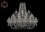 Подвесная большая люстра Art Classic 11.11 11.11.20+10+5.400.Gd.Sp (220V, хрусталь, на цепи, подсвечник, свеча)