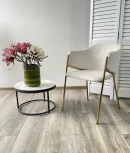 Стул DILL WZ2042-18 белая галька, фактурный велюр / золотой каркас