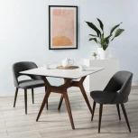 Стол R-Home Нарвик 960*960 мрамор Бьянко Темный орех