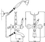 Смеситель Bugnatese Oxford 6302CR для ванны с душем, хром