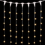 Гирлянда Занавес с Колпачком 1 x 6 м Тепло-Белый 220В, 600 LED, Провод Прозрачный ПВХ, IP65