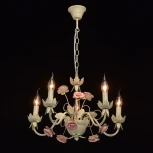 Подвесная люстра DeMarkt Букет 421015005 (220V, на цепи, подсвечник, свеча, цветы, листья, розы)