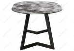 Стеклянный стол Woodville Алингсос 100(140)х100х76 мрамор серый / черная шагрень 462115