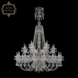 Подвесная большая люстра Art Classic 11.21 11.21.16+8+4.400.2d.XL-160.Gd.Sp (220V, хрусталь, на цепи, подсвечник, свеча)