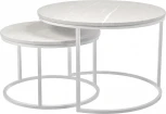 Набор кофейных столиков Bradex Home Tango бежевый мрамор с белыми ножками, 2шт (RF 0611)