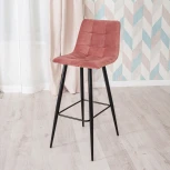 Стул барный CHILLY (mod.7095б) коралловый barkhat 15 /черный (ткань/металл)