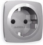 Лицевая панель Ambrella Volt OMEGA (Сталь матовый) для электрической розетки с заземлением со шторками QUANT OP5070