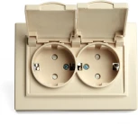 Розетка двойная с заземлением и защитной крышкой (слоновая кость) Stekker Эрна 49137