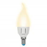Лампочка светодиодная свеча на ветру белая E14 7W 3000K Uniel LED-CW37 7W/WW/E14/FR PLP01WH