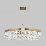 Подвесная люстра Wi-Fi на штанге хрустальная Eurosvet Sophie 60165/6 латунь (220V, управление смартфоном, голосовое управление, умный дом - Minimir Home, Алиса, Маруся, Салют)
