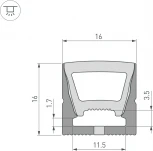 Силиконовый профиль WPH-FLEX-1616-TOP-S11-5m BLACK (Arlight, Силикон) 045759