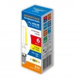 Лампа светодиодная, диммируемая, прозрачная, теплый белый свет 3000K Volpe Optima Филамент Dim LED-C35-6W/3000K/E14/CL/DIM/SLF