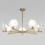 Потолочная люстра Wi-Fi на штанге Eurosvet Marble 60158/7 латунь (220V, управление смартфоном, голосовое управление, умный дом - Minimir Home, Алиса, Маруся, Салют)