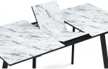 Стеклянный стол Woodville Агни 110(140)х68х76 мрамор белый / черный матовый 528558