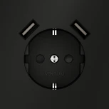 Розетка с заземлением, шторками и USBх2 (черный матовый) Voltum S70 VLS040408