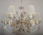 Подвесная люстра Abrasax 2031/6 (cream pearl) (220V, на цепи, цветы, розы)